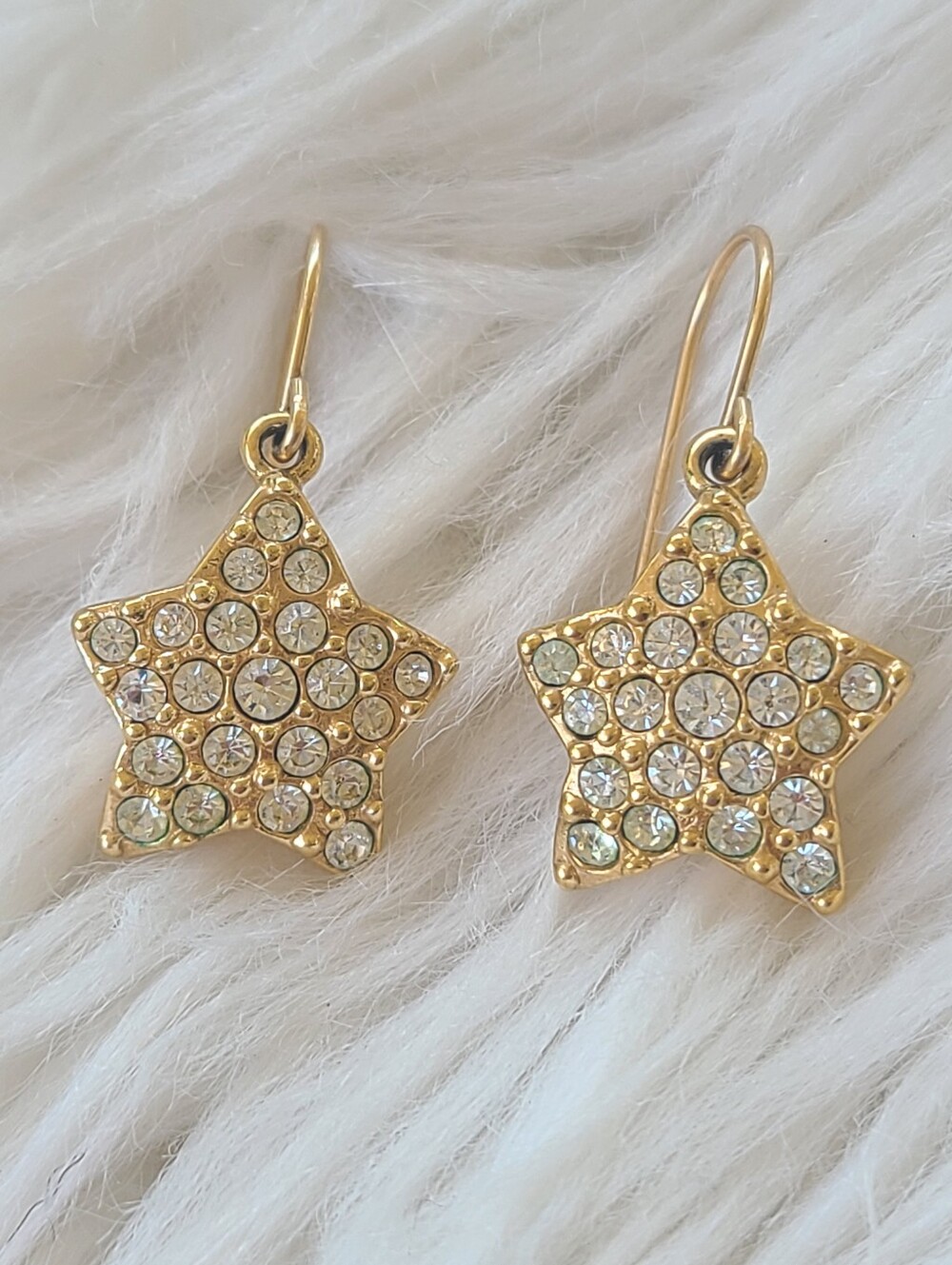 Swarovski Crystal Gold Earrings Star With Pave 14K. Gold Filled-Great Condition - Picture 1 of 6